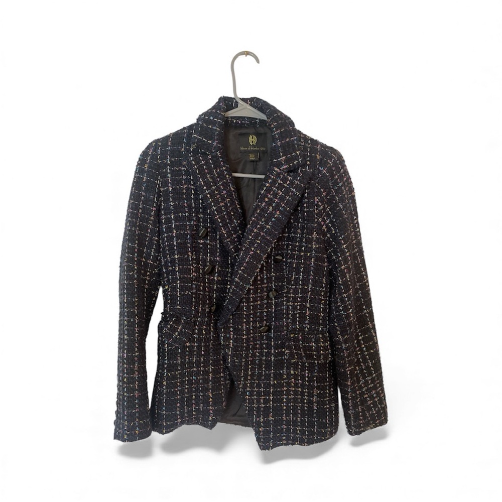 House of Harlow 1960 Black and Multicolor Tweed Blazer